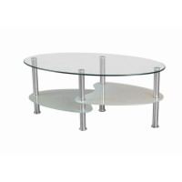 IF-2005 Tempered clear glass, a frosted bottom glass  and chrome legs Coffee table. (Online Only)