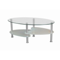 IF-2005 Tempered clear glass, a frosted bottom glass  and chrome legs Coffee table. 