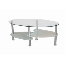 IF-2005 Tempered clear glass, a frosted bottom glass  and chrome legs Coffee table. 