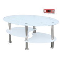 IF-2029 White Marble Glass Top Coffee table (Online Only)
