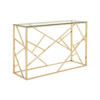 IF-2341-ST Sofa Table, Console With Gold Frame (Online only)