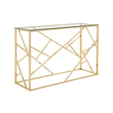 IF-2341-ST Sofa Table, Console With Gold Frame (Online only)