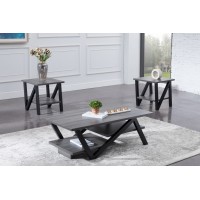 IF-3501 -3Pc Coffee Table Set With Grey Wooden top and Black Legs. (Online only)