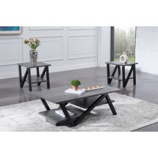 IF-3501 -3Pc Coffee Table Set With Grey Wooden top and Black Legs. (Online only)