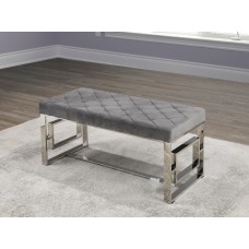 IF-6610 Chrome Bench with Grey Velvet Top (Online only)