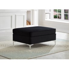 IF-9283 Black Velvet Ottoman With Chrome Legs (online only)