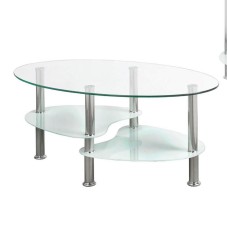 IF-2605 Clear glass top with white glass bottom and chrome legs Coffee Table. (Online only)
