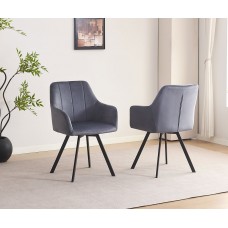 C-1412 Soft Dark Grey Velvet Dining Chair. SALE JUST SET OF 2 CHAIRS. (Online only)