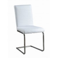C-1040-W  Dining Chair White Cushion with Chrome Legs