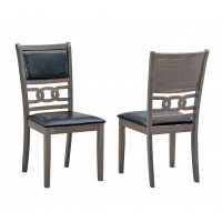 C-1083 Black PU Cushion Fabric Seats Dining Chair, SALE JUST FOR 2 CHAIRS.(Online Only)