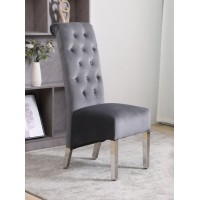 C-1270 Grey Velvet Dining Chair with Diamond Pattern Stitching. SET OF 2 CHAIRS. (Online only)