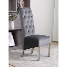 C-1270 Grey Velvet Dining Chair with Diamond Pattern Stitching.(Online only)