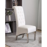 C-1273 Creme Velvet Dining Chair with Diamond Pattern Stitching, SET OF 2 CHAIRS.(Online only)