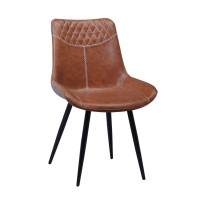 C-1825 Brown PU Seat With Black Legs Dining chair. SALE JUST SET OF 2 CHAIRS.(Online only)