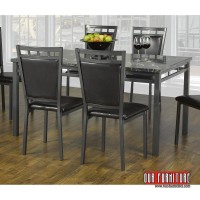 IF-1240 Dining Table Marble top and legs in a gunmetal finish. (Online only)