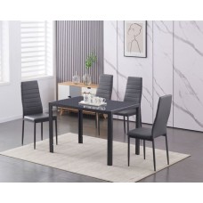 IF-5050 5 Pcs. Dining Set with Tempered Grey Glass. (Online only)