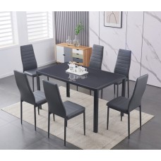 IF-5051 7 Pcs. Dining Set with Tempered Grey Glass Table (Online only)
