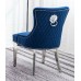 C-1252 Blue Velvet Dining Chair with Lion Knocker. SET OF 2 CHAIRS. (Online only)