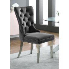 C-1260 Grey Velvet Dining Chair with Deep Tufting. (Online only)