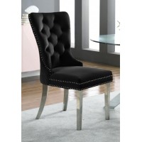 C-1261 Black Velvet Dining Chair with Deep Tufting. SET OF 2 CHAIRS.(Online only)