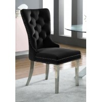 C-1261 Black Velvet Dining Chair with Deep Tufting. SALE JUST SET OF 2 CHAIRS.(Online only)
