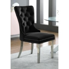 C-1261 Black Velvet Dining Chair with Deep Tufting.(Online only)