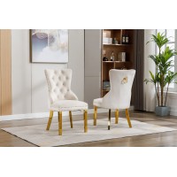 C-1453 Creme Velvet with Gold Legs Dining Chair (Online Only)