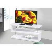 IF-5015-W  TV Stand Glossy white  with chrome accents holds. (Online only)