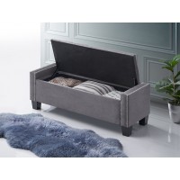 IF-6200 Grey Velvet Storage Bench (Online only)