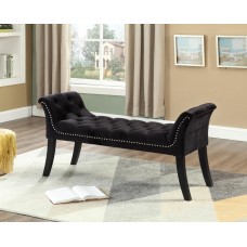 IF-6231 Black Velvet Bench with Deep Tufting and Nail Head Details. (Online only)