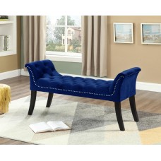 IF-6232 Navy Blue Velvet Bench with Deep Tufting and Nail Head Details (Online Only)