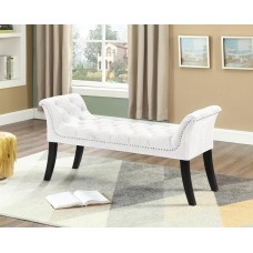 IF-6233 Cream Velvet Bench with Deep Tufting and Nail Head Details. (Online only)