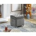 IF-6295 Grey Velvet Storage Ottoman with Deep Tufting, Chrome Ring,(Online only)