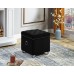 IF-6296 Black Velvet Storage Ottoman with Deep Tufting, Chrome Ring, (Online only)