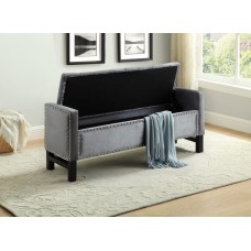 IF-6400 Grey Velvet Storage Bench (Online only)