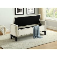 IF-6402 Storage Bench  Creme Velvet (Online only)