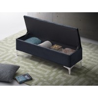 IF-6501 Black Velvet Storage Bench (Online only)