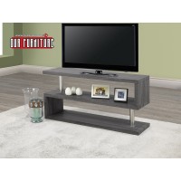 IF-5018 GREY WOOD FINISH TV STAND WITH CHROME ACCENT (EXCLUSIVE ONLINE SALE !)