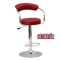 ST-7500-R  Red PU Adjustable Bar stool. SET OF 2 CHAIRS (Online only)
