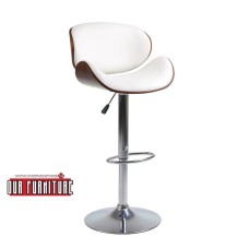 ST-7511 White PU with Wood Backing Adjustable Bar Stool. (Online only)