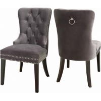 C-1220 Grey Velvet Dining Chair with Nail Head Details. (Online only)