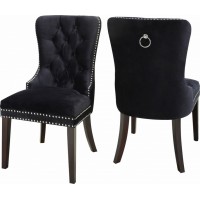 C-1221 Black Velvet Dining Chair with Nail Head Details.(Online only)