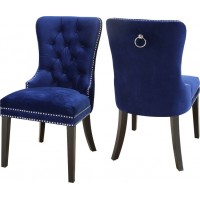 C-1222 Navy Blue Velvet Dining Chair with Nail Head Details.(Online only)