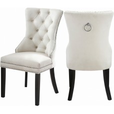 C-1223 Creme Velvet Dining Chair with Nail Head Details.(Online only)