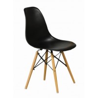 C-1420 Molded Polypropylene Black Seat with Solid Beech Wood Legs Dining chair. SALE JUST SET OF 4 CHAIRS.(Online only)
