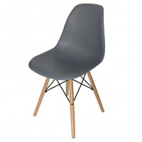 C-1423 Molded Polypropylene Grey Seat with Solid Beech Wood Legs Dining Chair. SALE JUST SET OF 4 CHAIRS. (Online only)