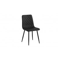 C-1710 Dining chair black upholstery and diamond pattern stitching details. SALE JUST SET OF 6 CHAIRS.(Online only)