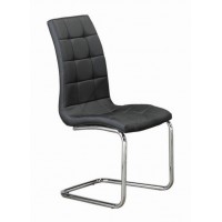 C-1750 Upholstered Black PU With Chrome Legs. SET OF 6 CHAIRS.  (Online only)