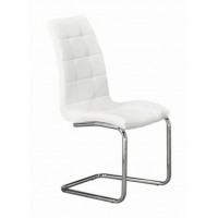 C-1751 Dining chair Upholstered White With Chrome Legs. SET OF 6 CHAIRS.  (Online only)