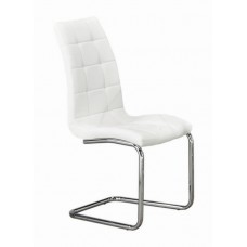 C-1751 Dining chair Upholstered White With Chrome Legs.(Online only)